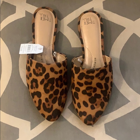 Time and Tru Shoes - Leopard Backless Loafers